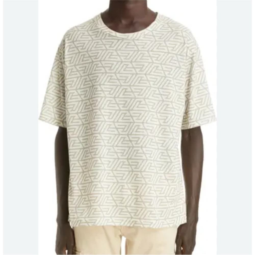 Balmain oversized cotton shirt with printed pyramid monogram size small